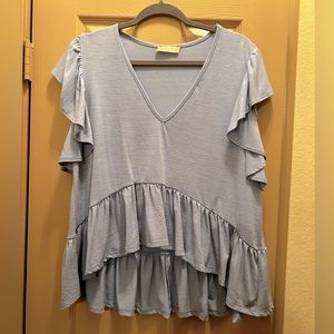 Powder Blue Altar'd State Ruffle Top